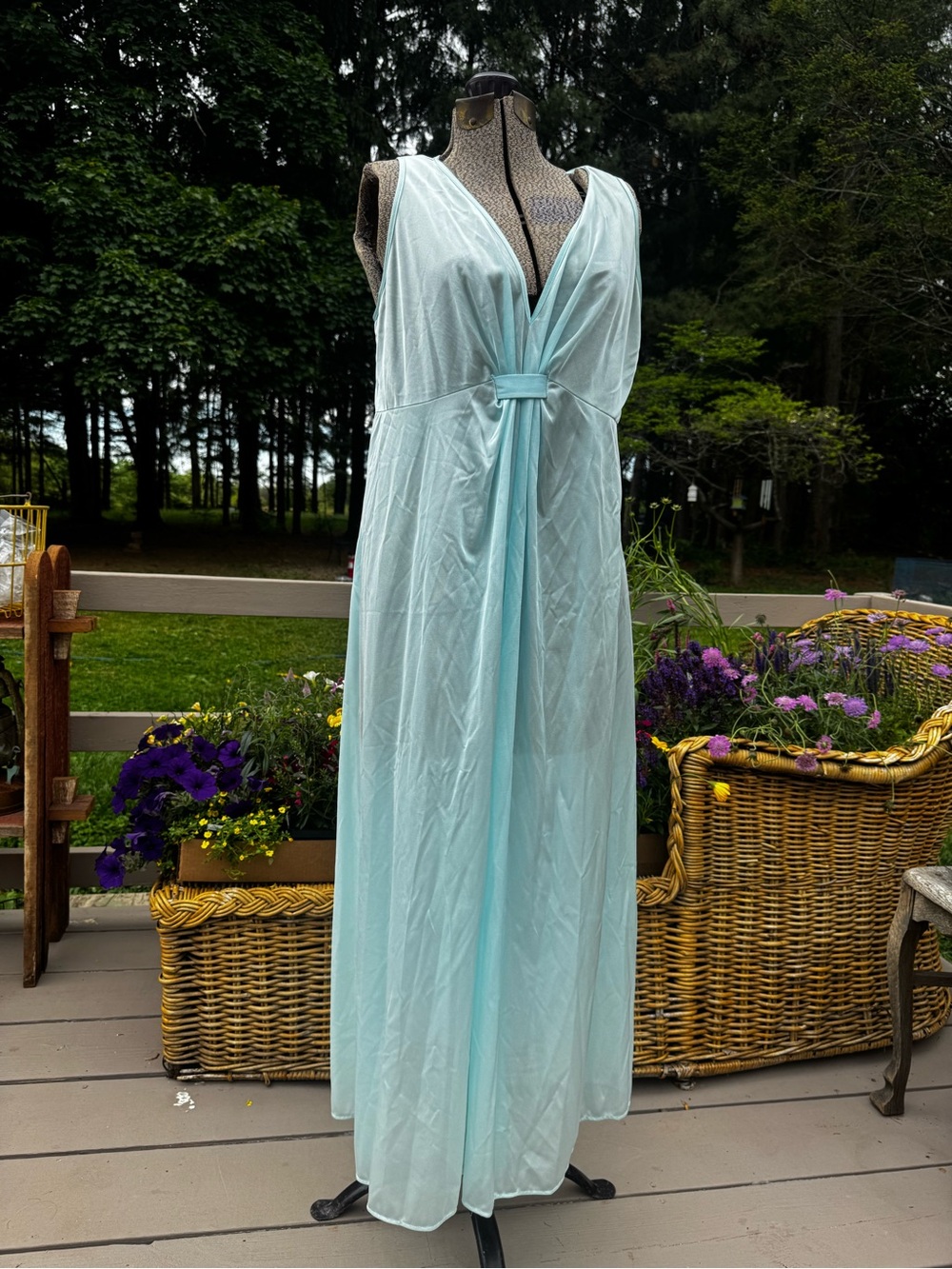 Shear aqua vintage nightgown Velrose - Olga like 60s